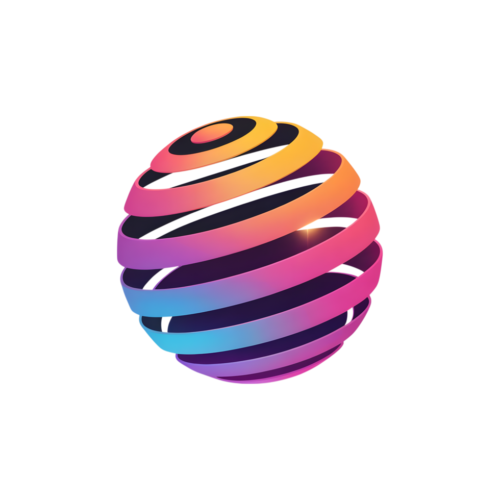 Abstract Globe Logo in Gradient Spiral Design png