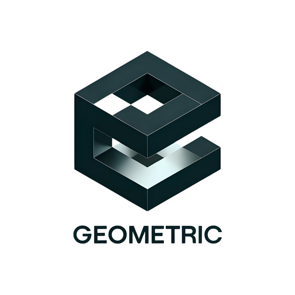 Modern 3D Geometric Cube Logo Design in Dark Style png