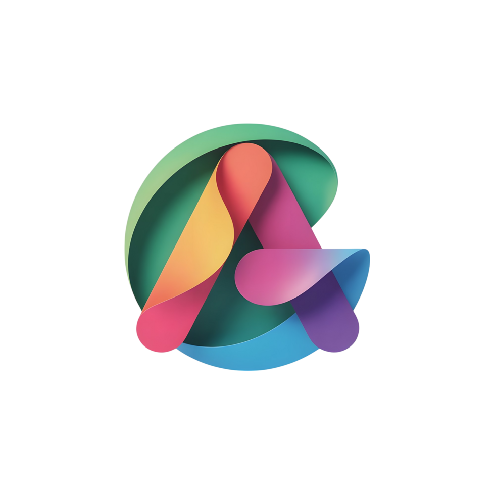 Modern Letter A Logo with Rainbow Gradient and 3D Style png