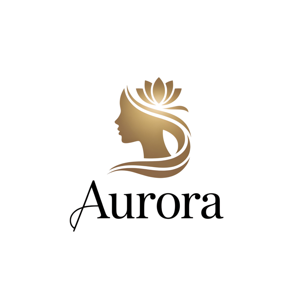 Minimal Line Art Female Logo with Floral Hair Element png