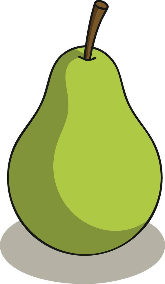 Pear fruit illustration in green color with brown stem isolated on white background design vector