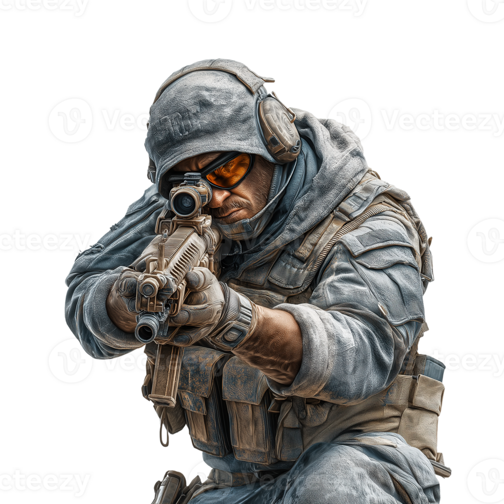 Sniper Ready to Strike on Transparent Background png