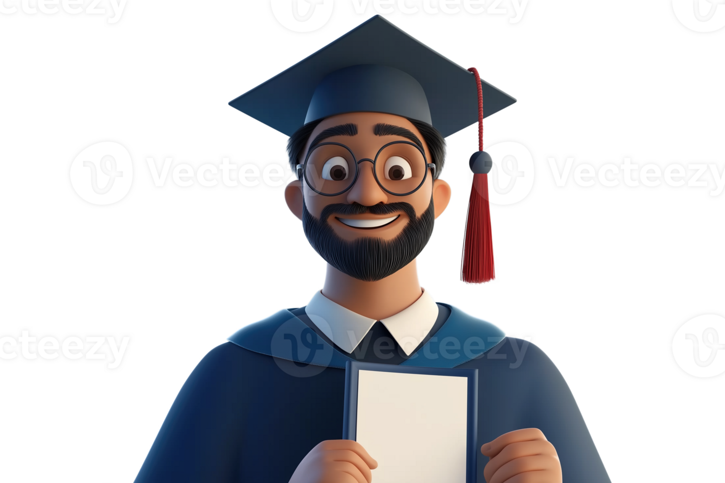 Joyful Cartoon Graduate Boy Holding Diploma. Isolated on Transparent Background for School, College, and Achievement Themes png