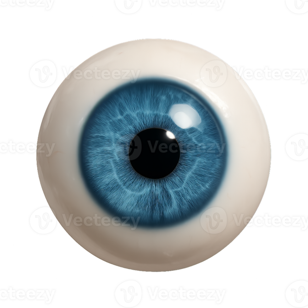 Realistic 3D Eye Render with Vibrant Blue Color and Detail png