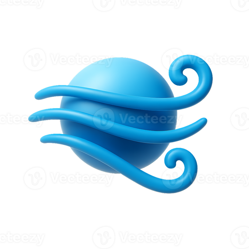 Swirling Blue Sphere with Wind Elements in Artistic Composition png