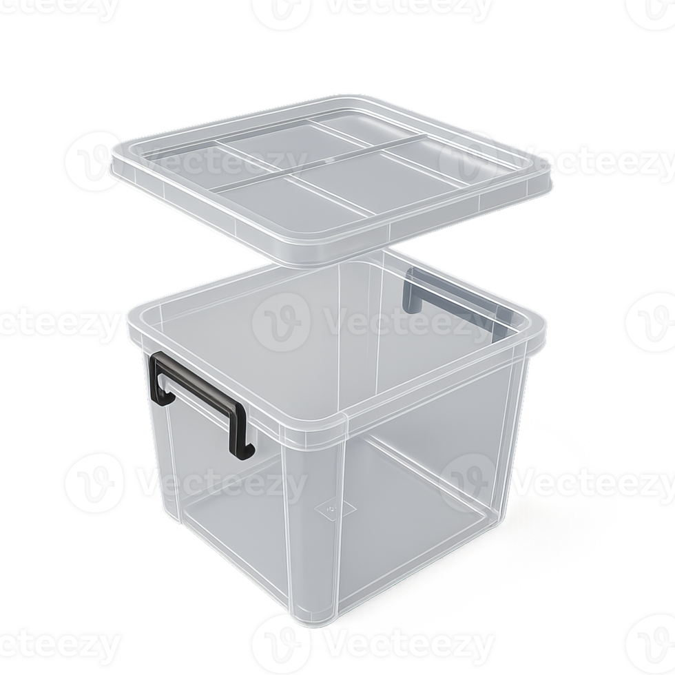 Clear 3D Modular Storage Box with Removable Lid for Organization png