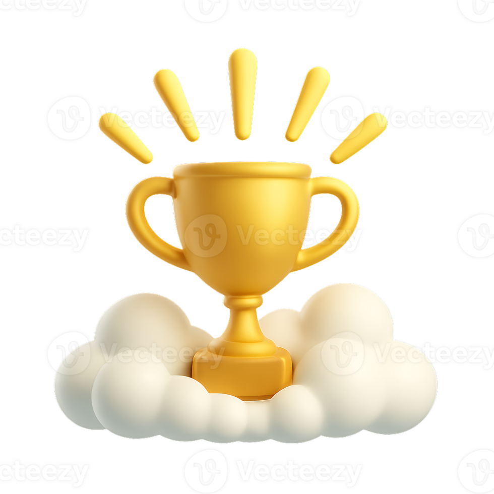 Golden Trophy Ascending Towards the Sky Over Soft Clouds png