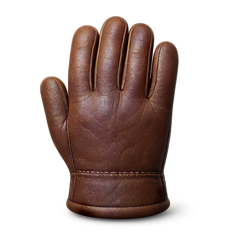 Hyperreal Leather Glove on Transparent Background for Visual Projects png