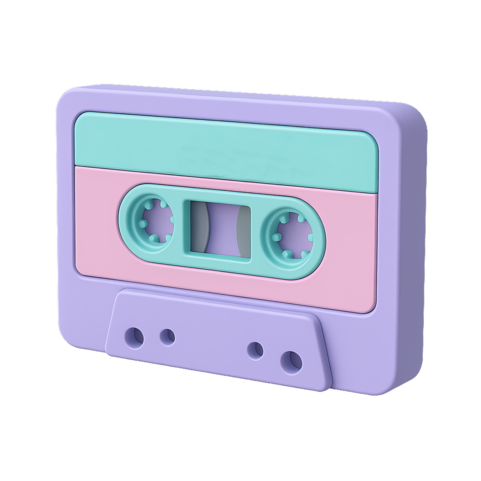 Vibrant Vaporwave Cassette Icon in Playful Color Palette Design png
