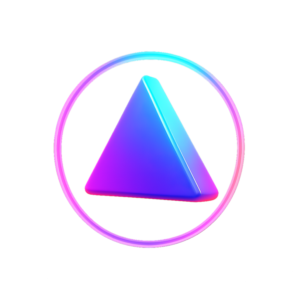 Vibrant Triangle Icon in Vaporwave Style with Gradient Colors png