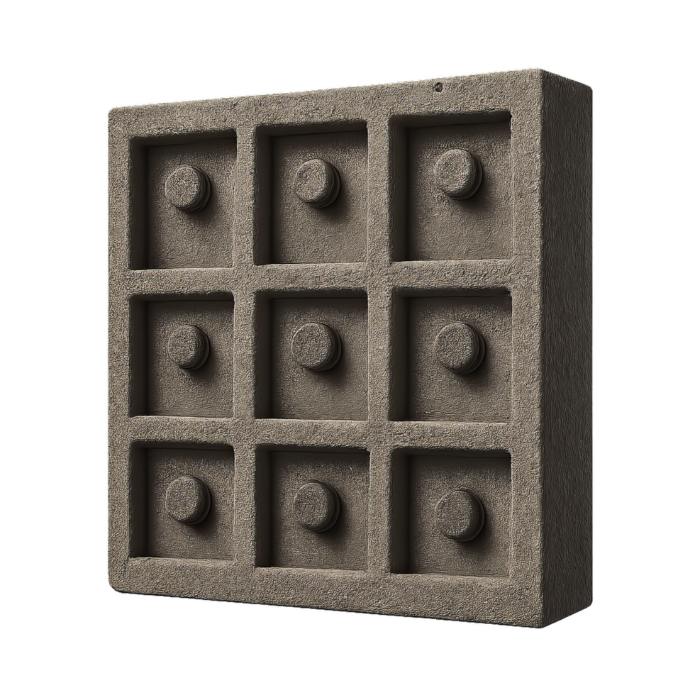 Simple Concrete Panel Design with Geometric Shapes in Brutalist Style png
