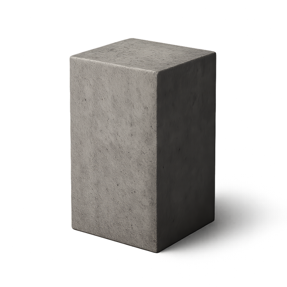 Minimalist Concrete Monolith in a Studio Setting with Soft Shadows png