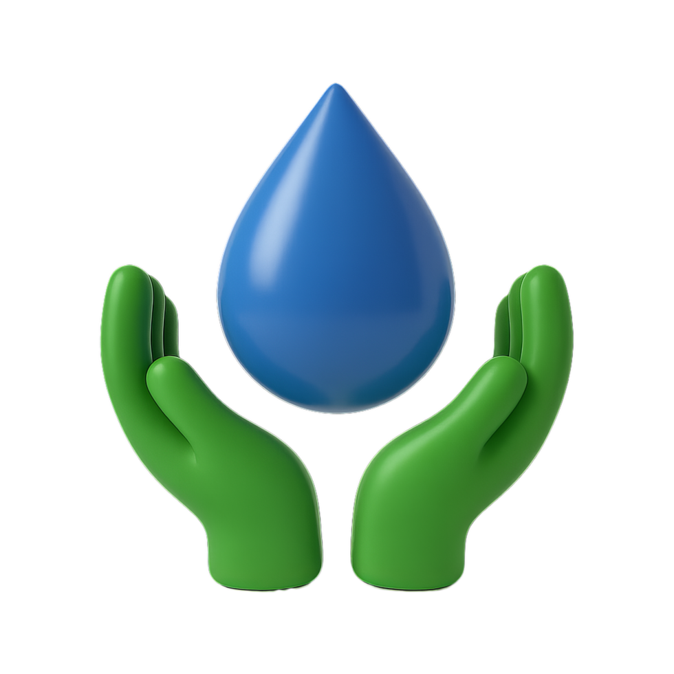 Hands Offering Protection to Blue Water Droplet Symbol png