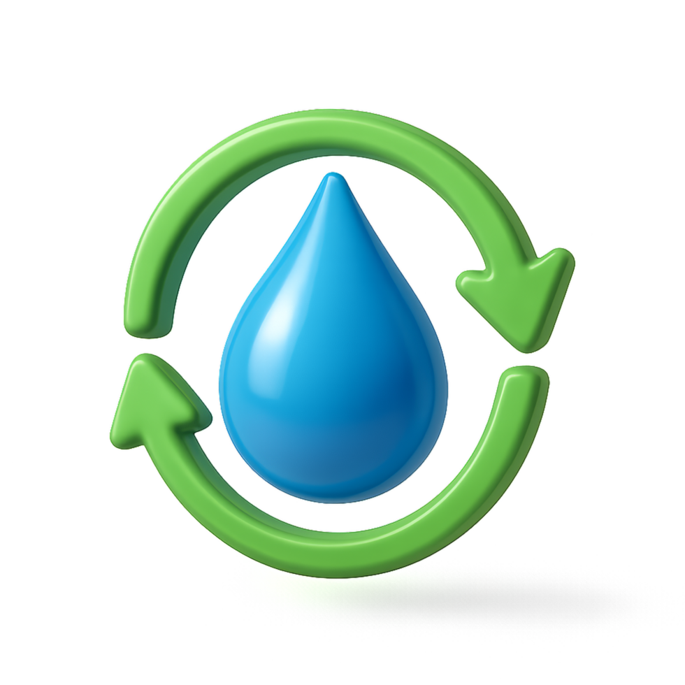 Simple Icon of Water Drop with Recycling Symbol for Sustainability png