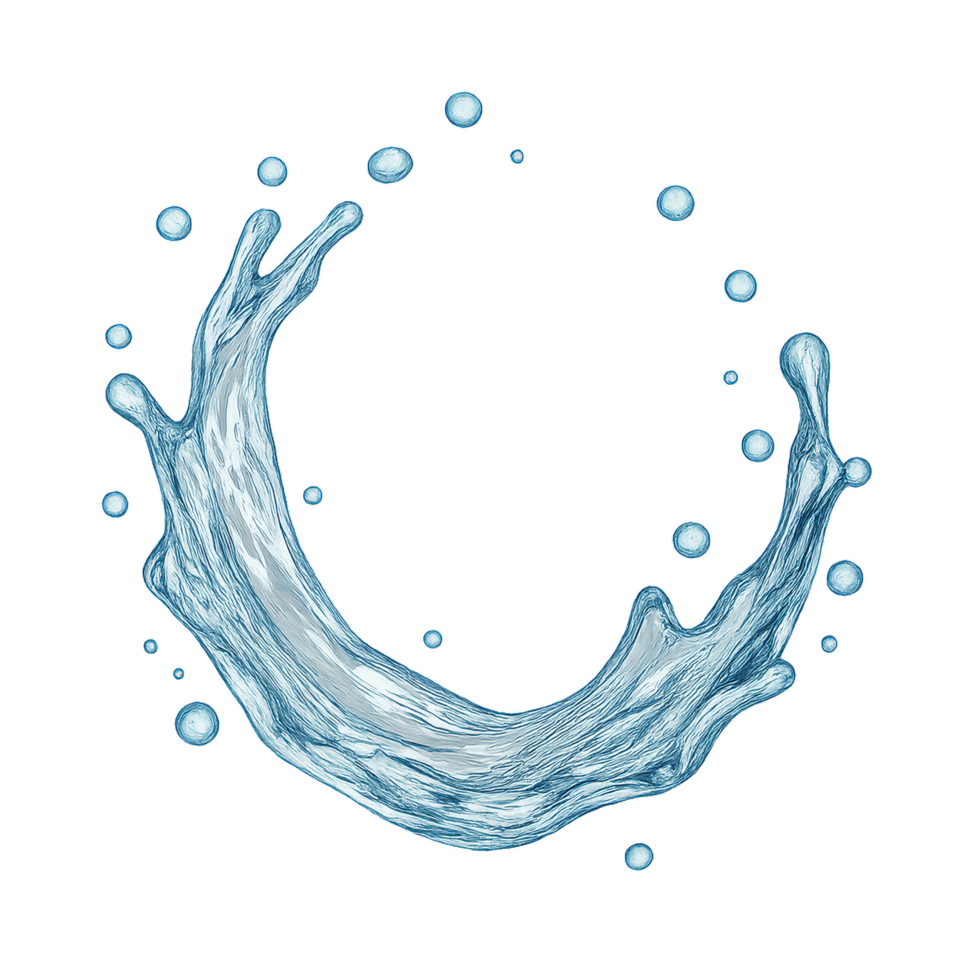 Splashing Water Composition with Clear Frozen Elements and Bubbles png