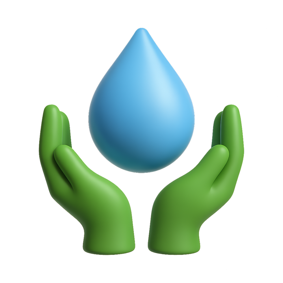 Protection Symbol Water Droplet in Hands for Environmental Care png