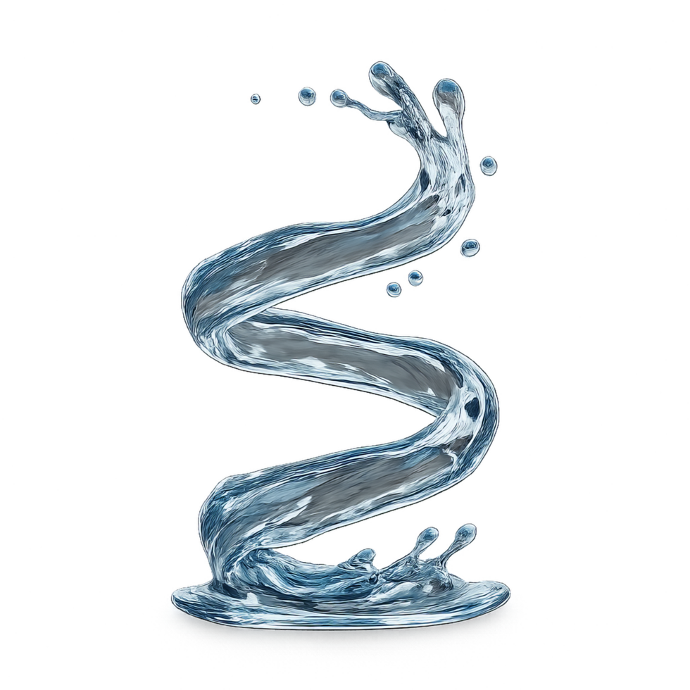 Spiraling Liquid Splash in Clear Water on a Transparent Background png
