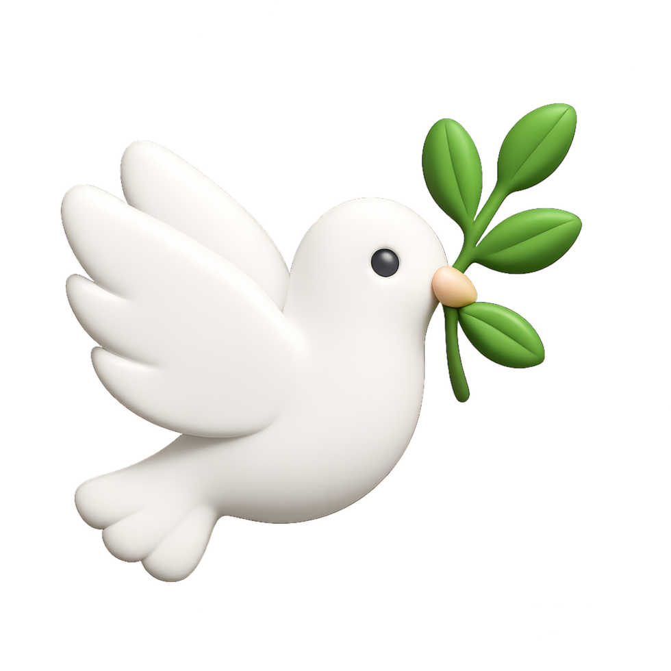 White Dove Holding Olive Branch Symbolizing Peace and Hope png