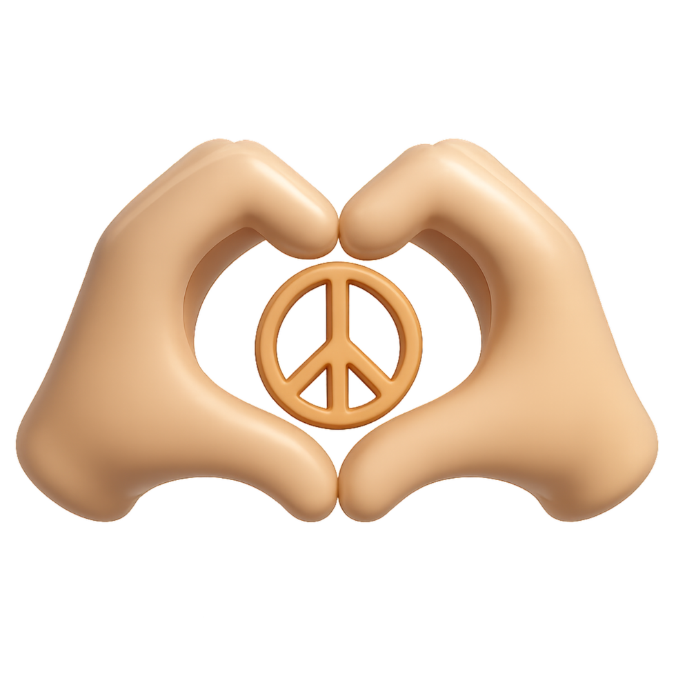 Hands Forming Heart Shape Around Peace Emblem in Simple Design png