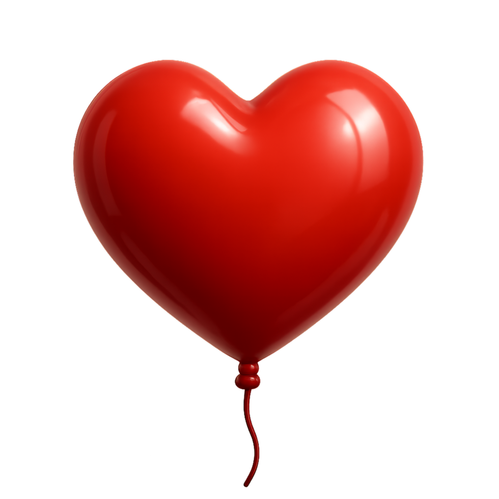 Floating Heart Balloon in Vibrant Red Against a Clean Background png