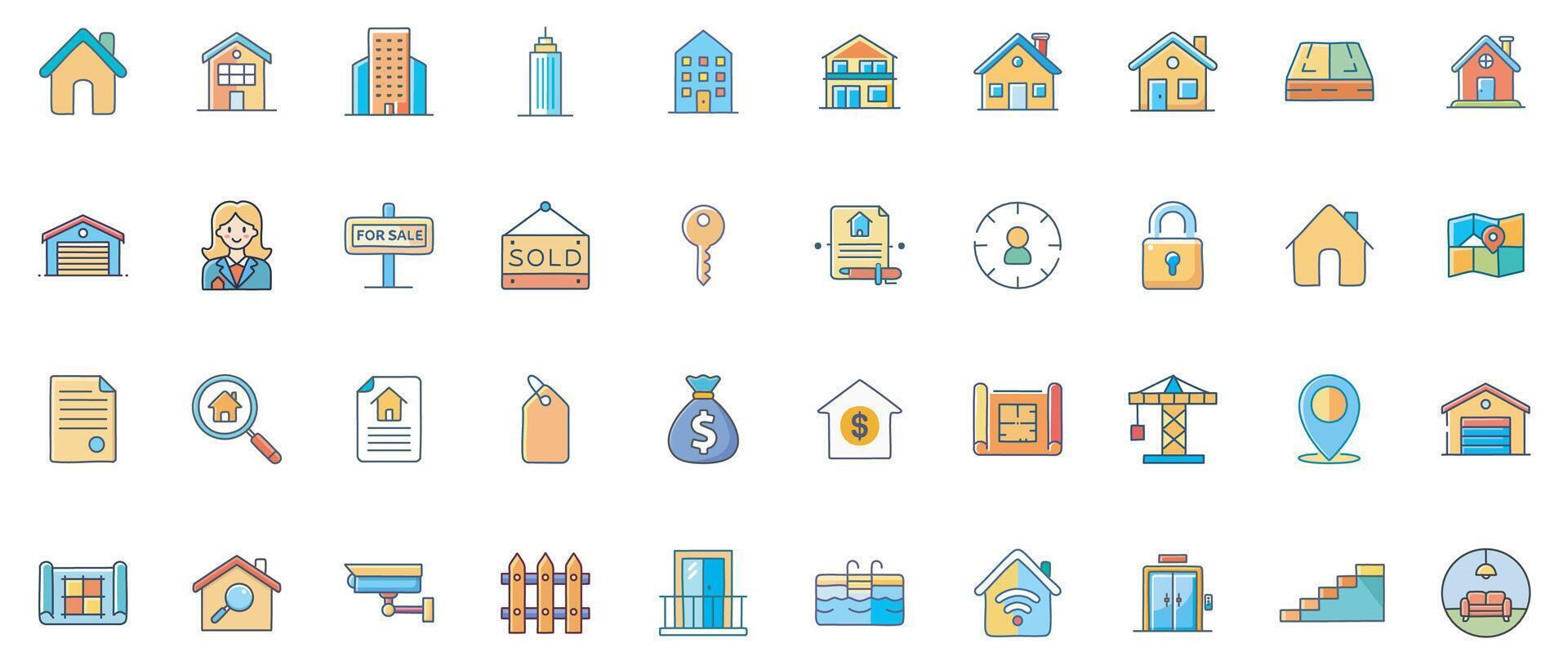 Real Estate and Property Color Icon vector