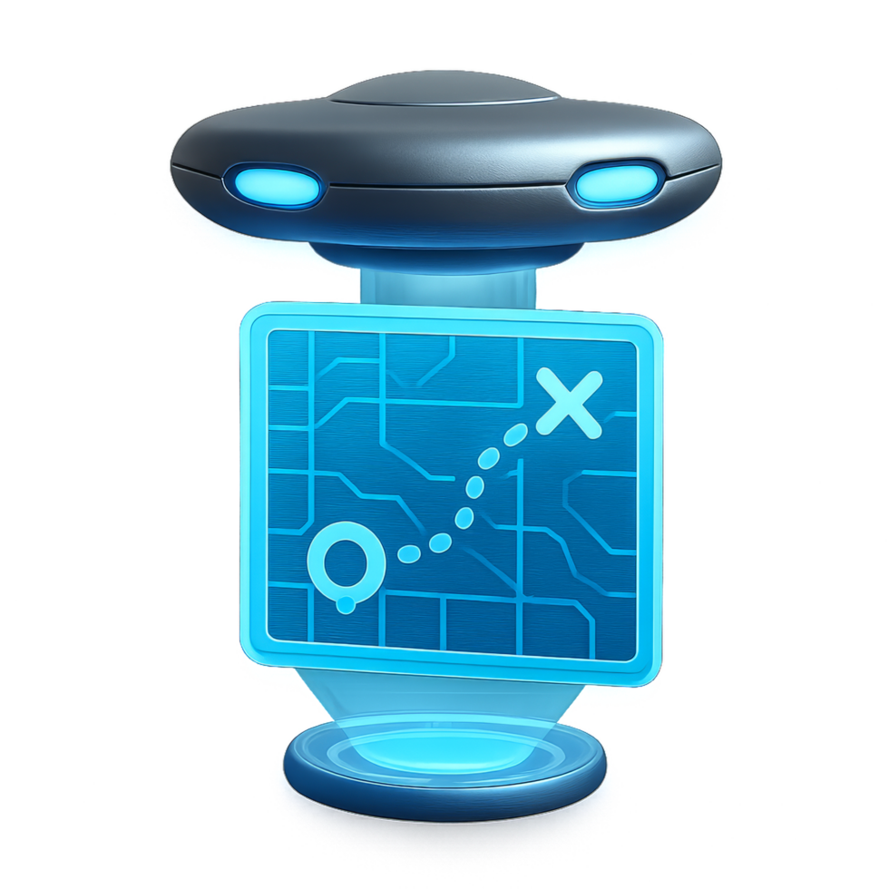 Holographic Map for Missions in Futuristic Style Design png