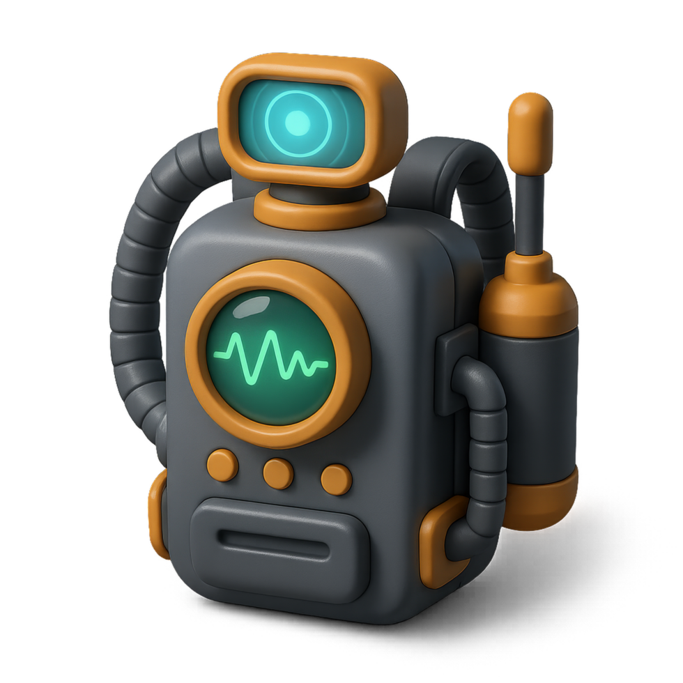 Futuristic Backpack Scanner Design with Retro Aesthetic Elements png