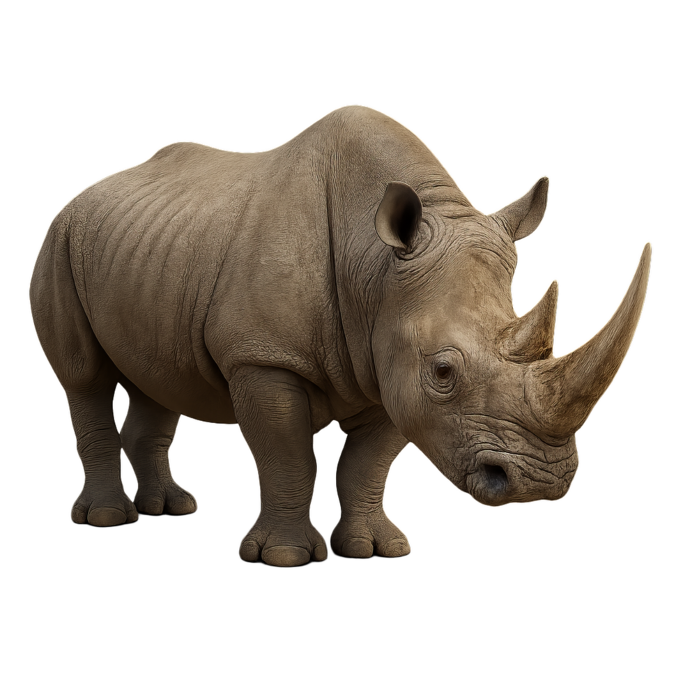 Realistic 3D Render of a Simple Rhinoceros in Natural Pose png