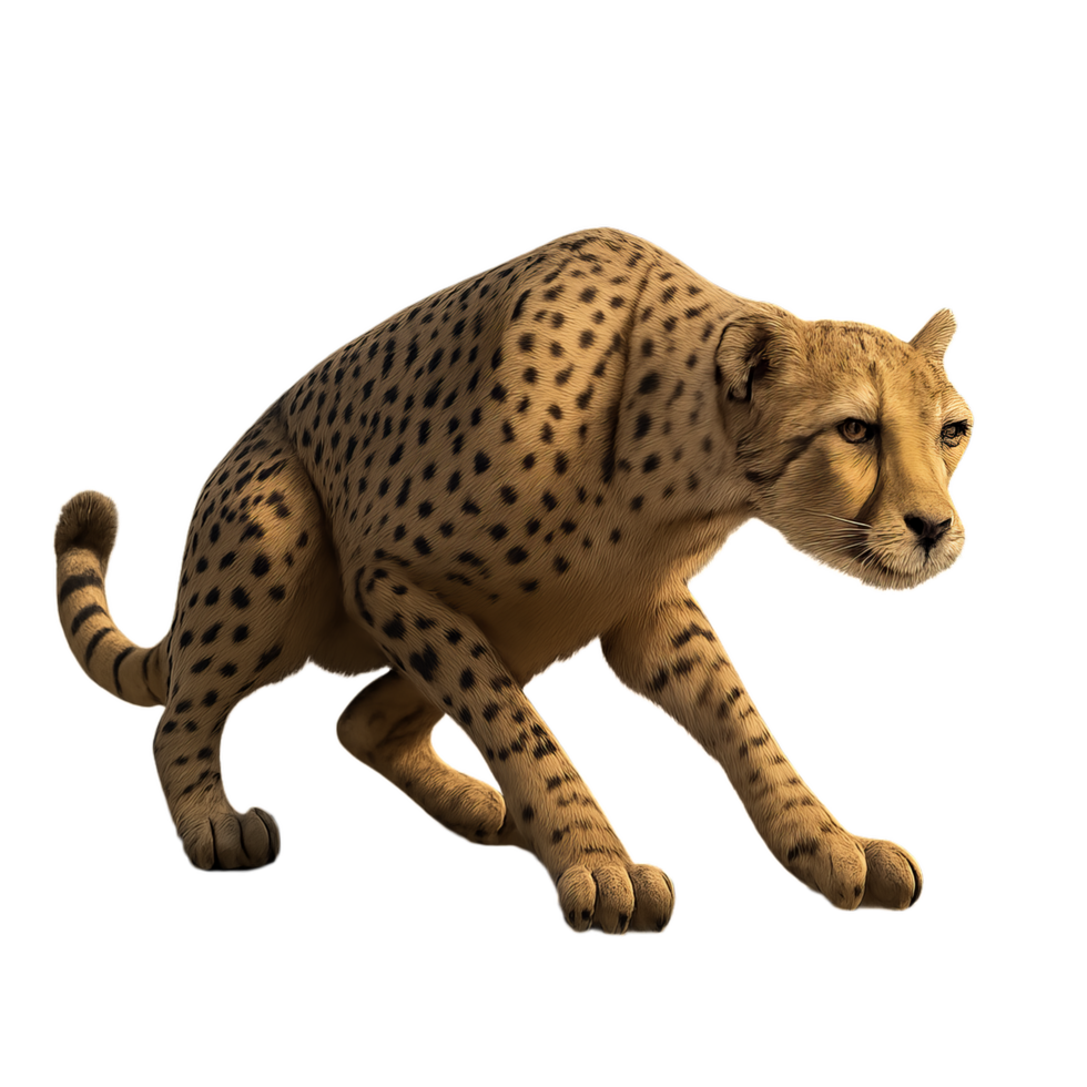 Cheetah Prepared to Sprint in Dynamic Natural Setting png