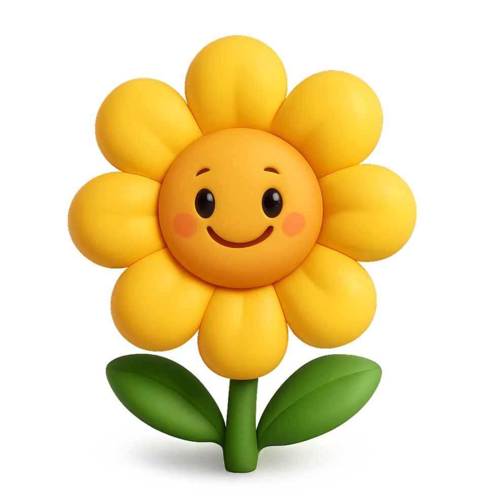 Cheerful Cartoon Flower with Smiling Face and Bright Colors png