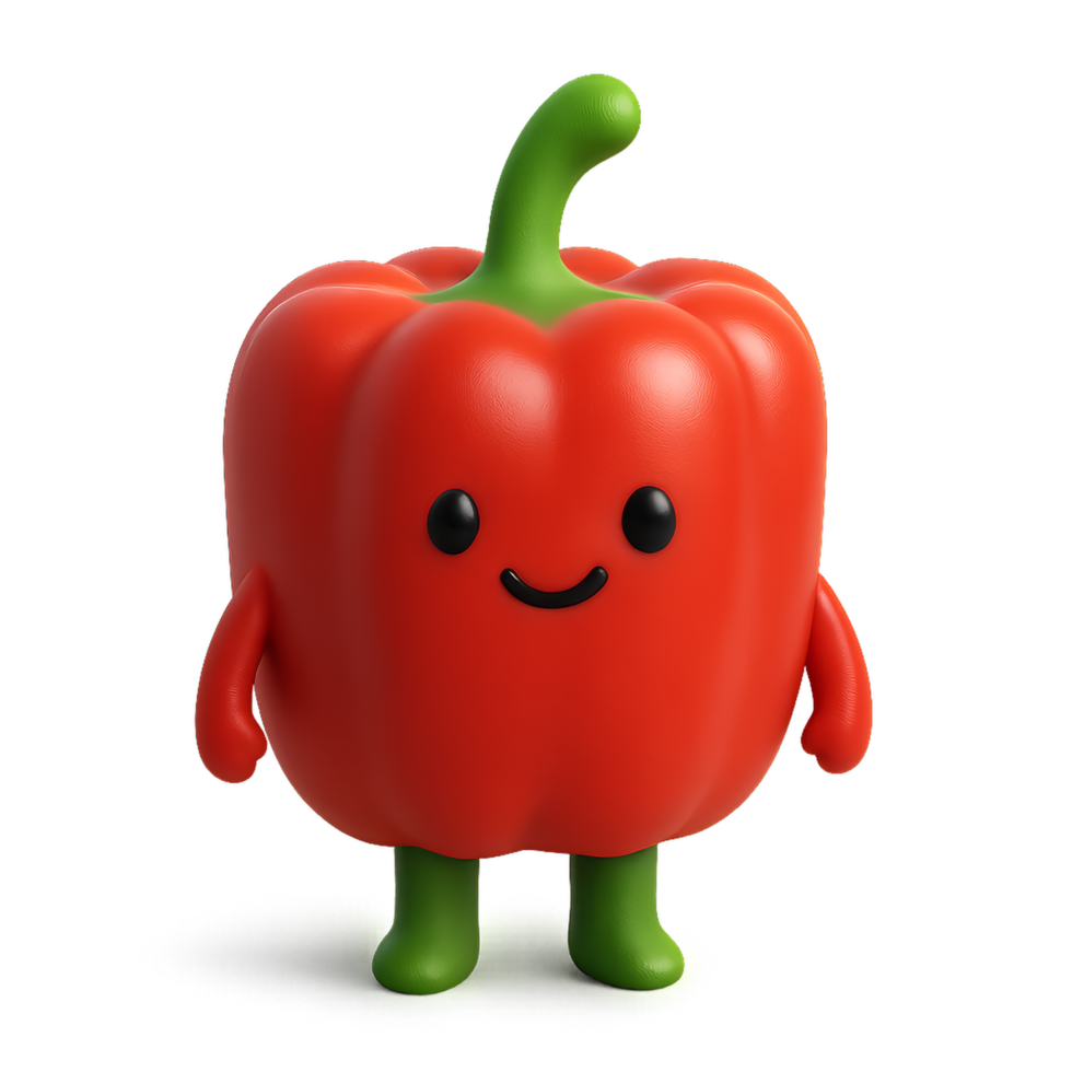 Cheerful Cartoon Pepper Character with Friendly Smile and Hands png