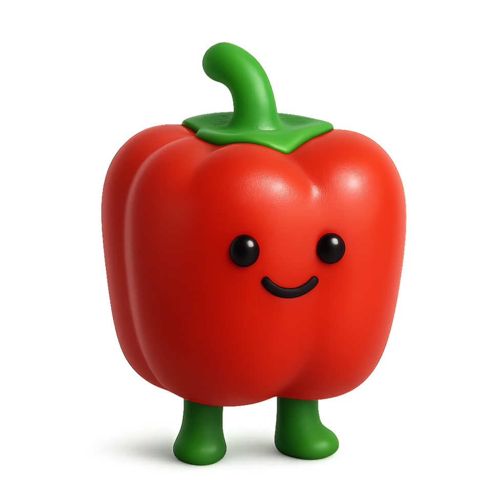 Cute Cartoon Pepper Character with Smiling Face and Friendly Pose png