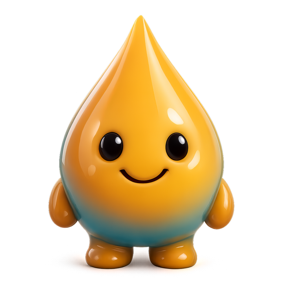 Cartoon Tear Shaped Monster Character with Smiling Face for Animation png
