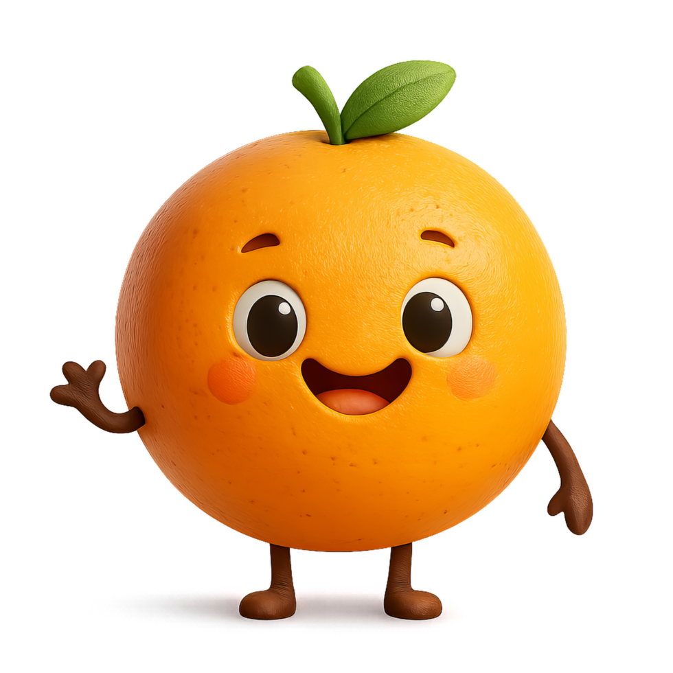 Cheerful Cartoon Orange Character with Friendly Expression png