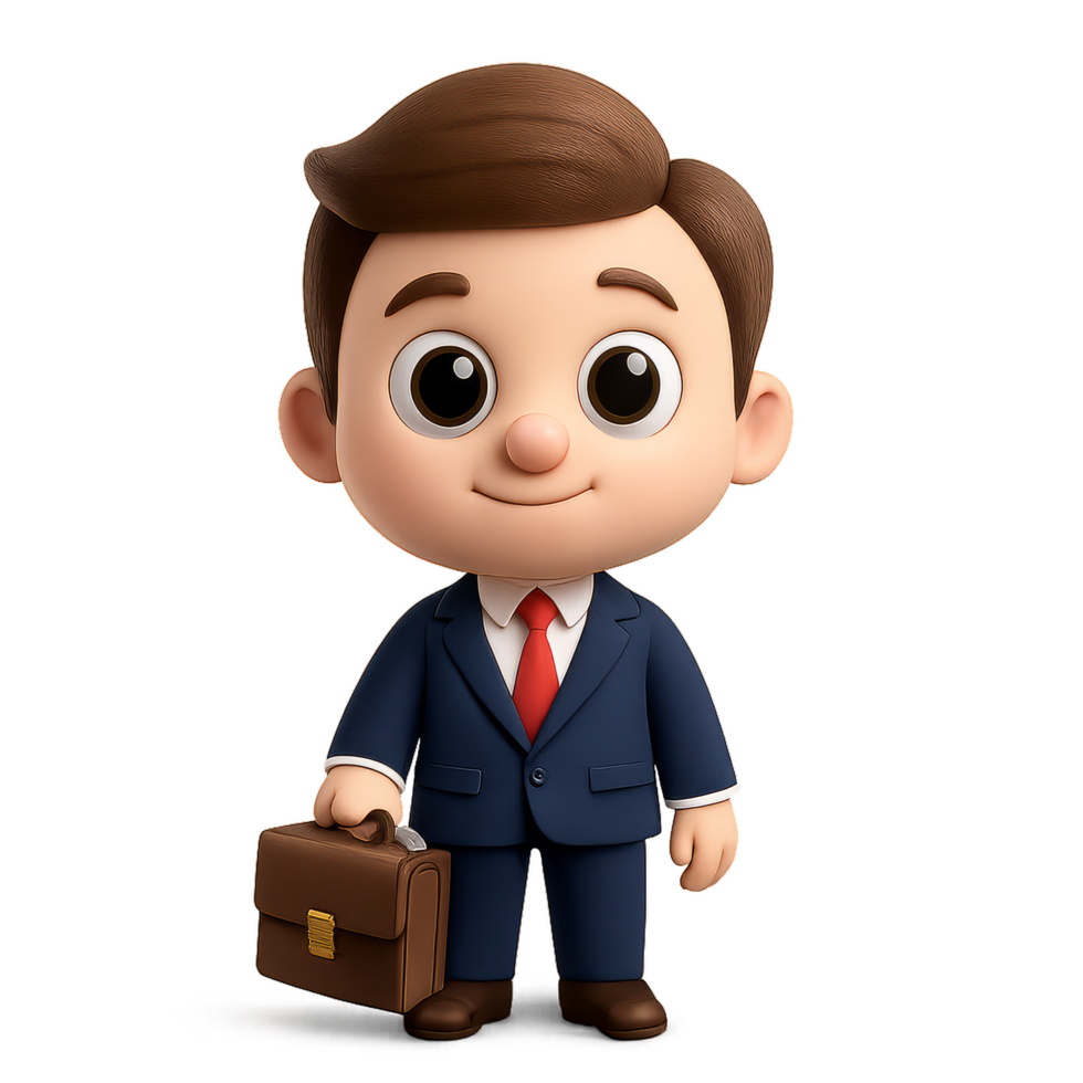 Cute 3D Businessman Character in Simple Profession Attire Design png