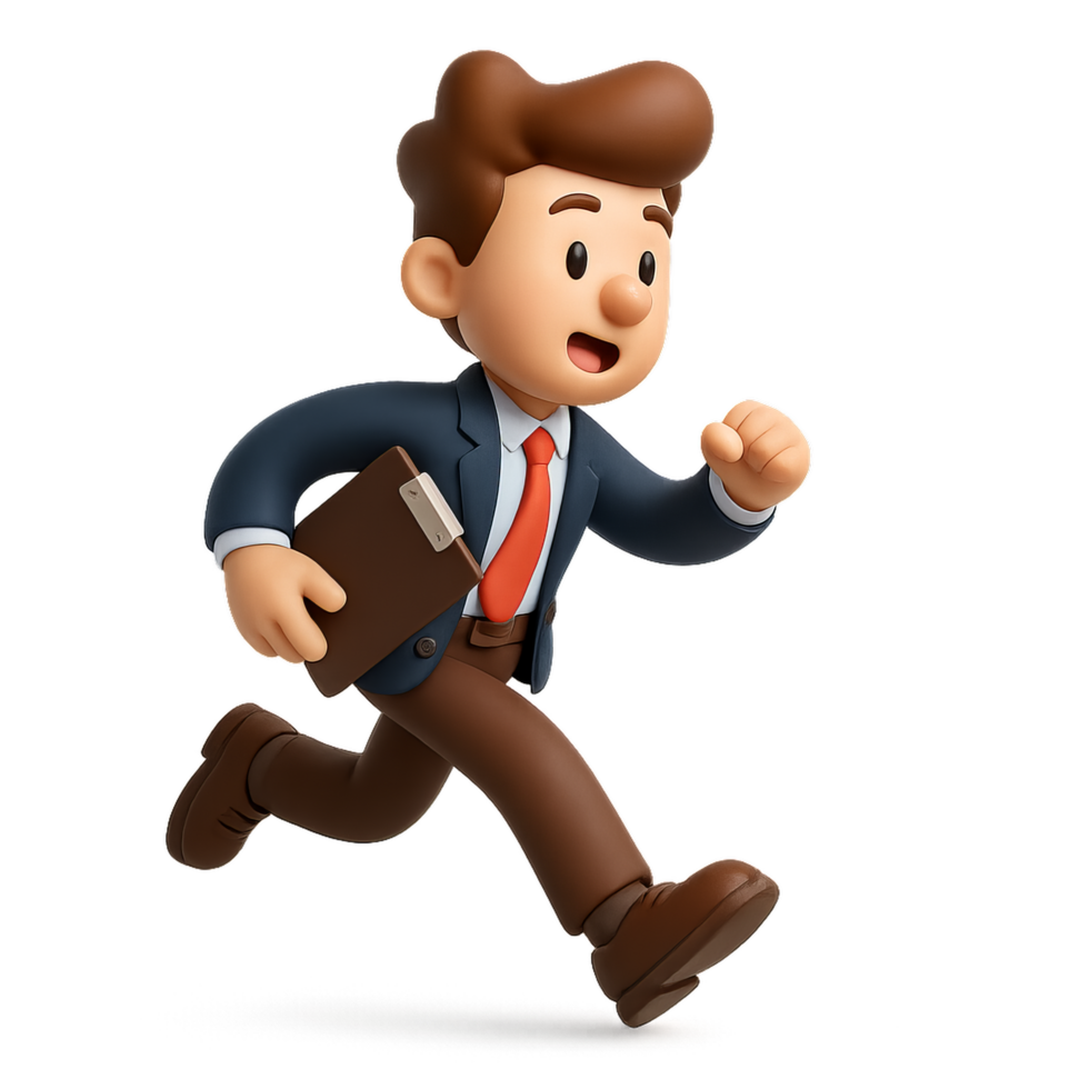 Energetic Business Intern in Motion for Fast-Paced Workplace Scene png