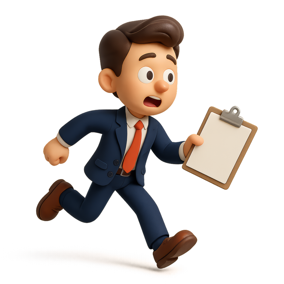 Business Intern Rushing with Clipboard in a Professional Setting png