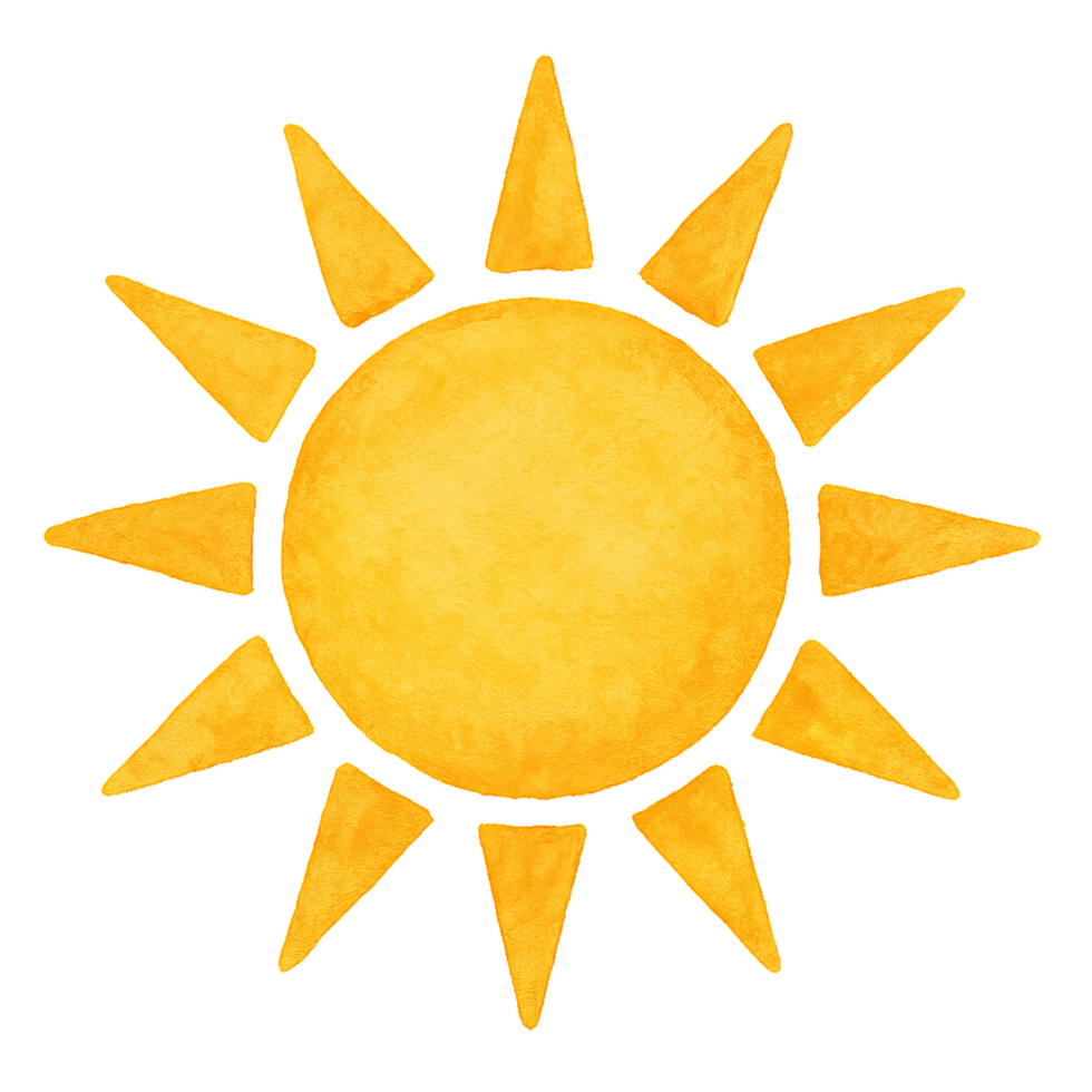 Watercolor Sun Icon Simple Design for Creative Projects png