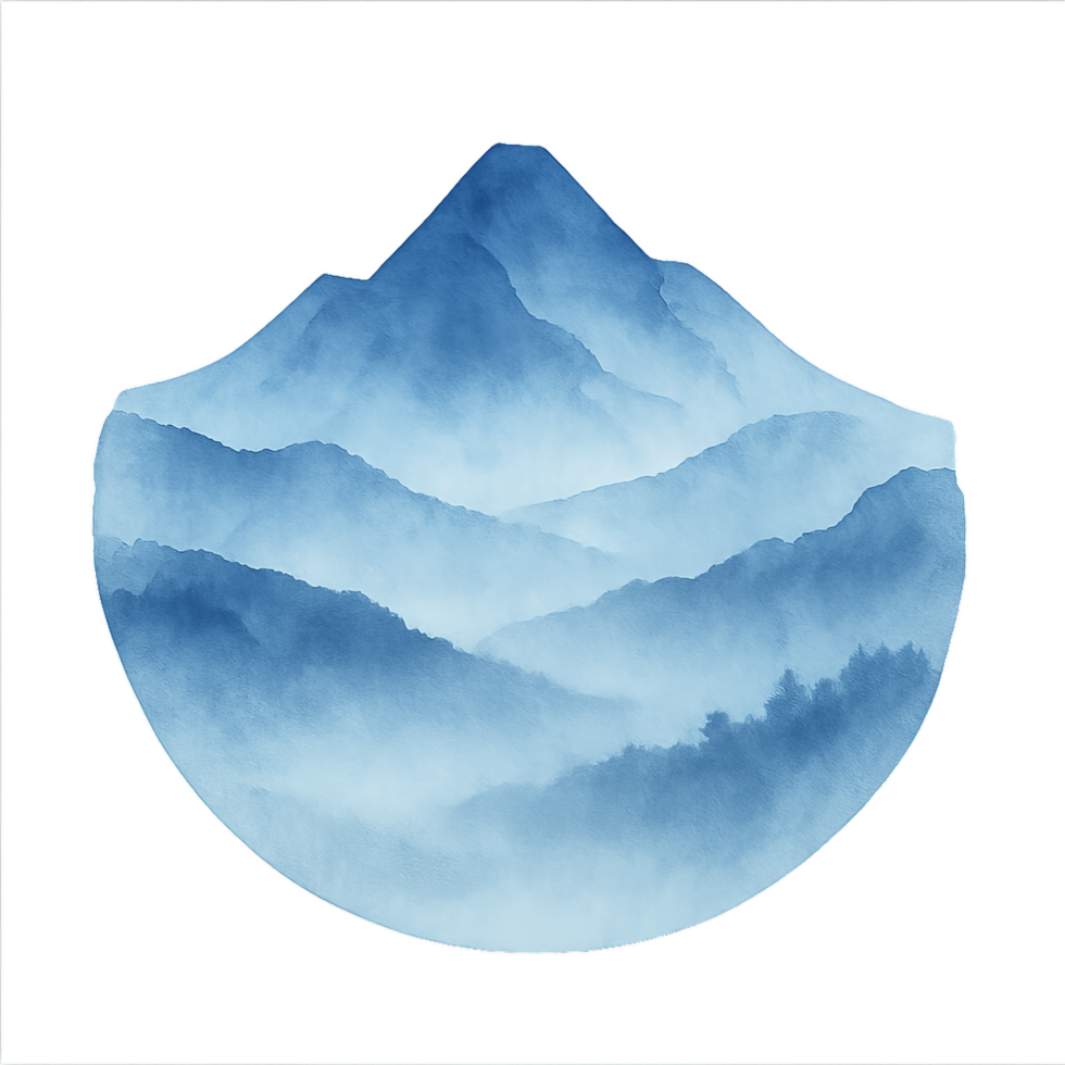 Misty Blue Mountains Abstract Design for Artistic Composition png