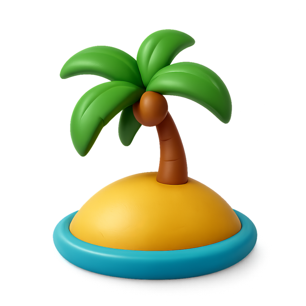 Simple Tropical Island Icon with Palm Tree and Sand for Design Use png