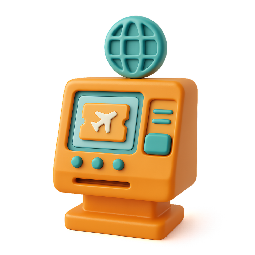 Colorful Travel Kiosk Icon in Simple 3D Design for Digital Use png