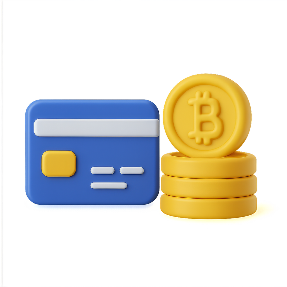 Digital Payment Concepts Featuring Credit Card and Cryptocurrency Coins png