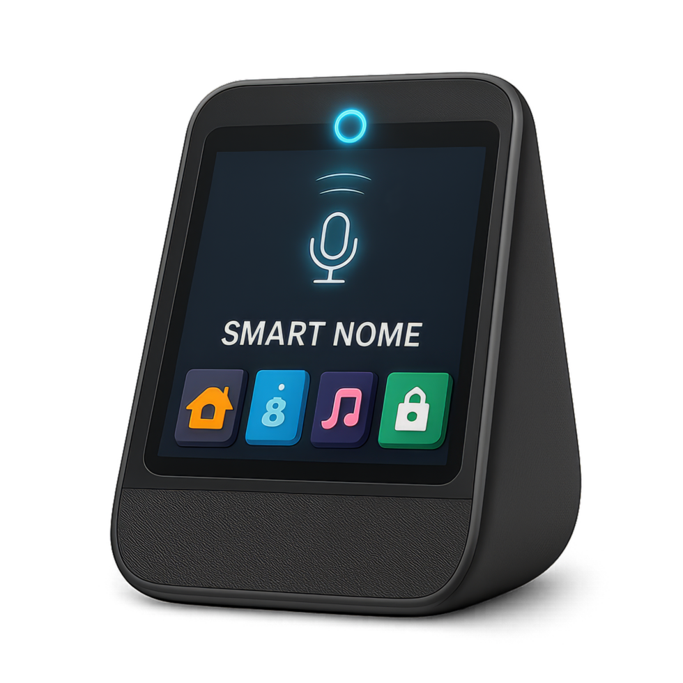 Modern 3D Smart Home Assistant with Touchscreen Interface png