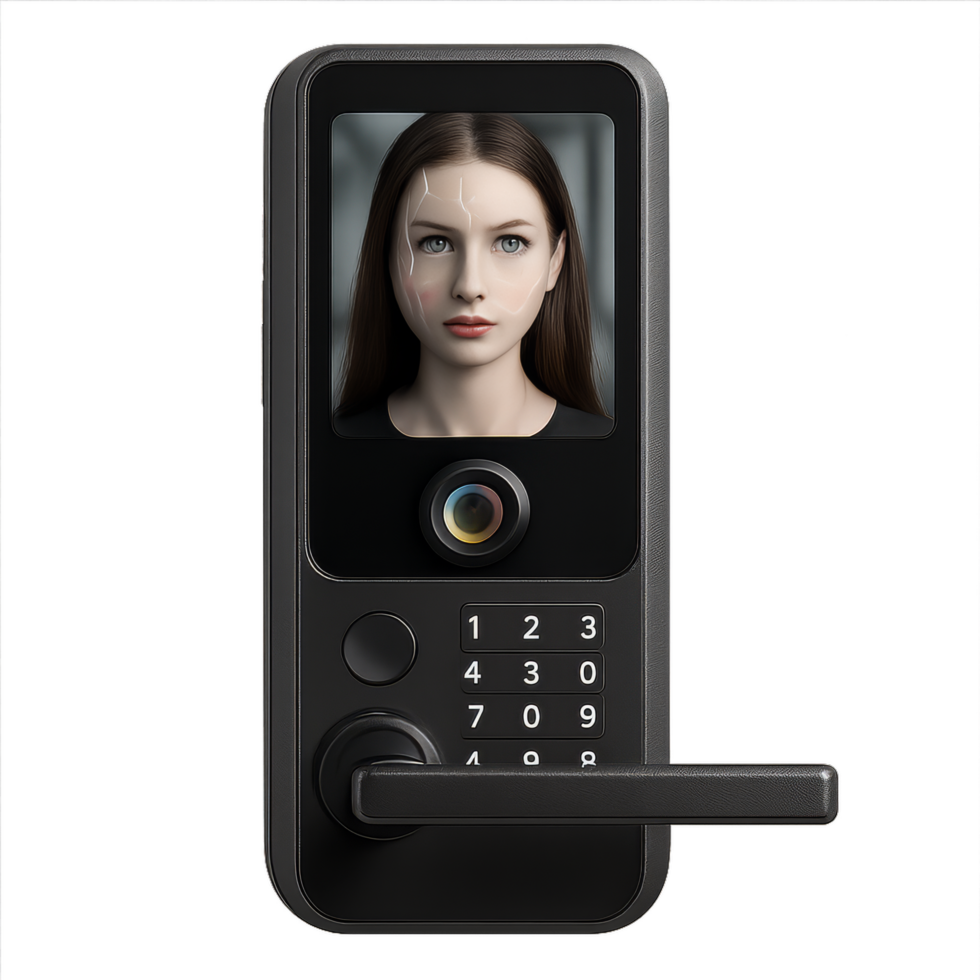 High-Tech Biometric Lock with Facial Recognition Feature Displayed png