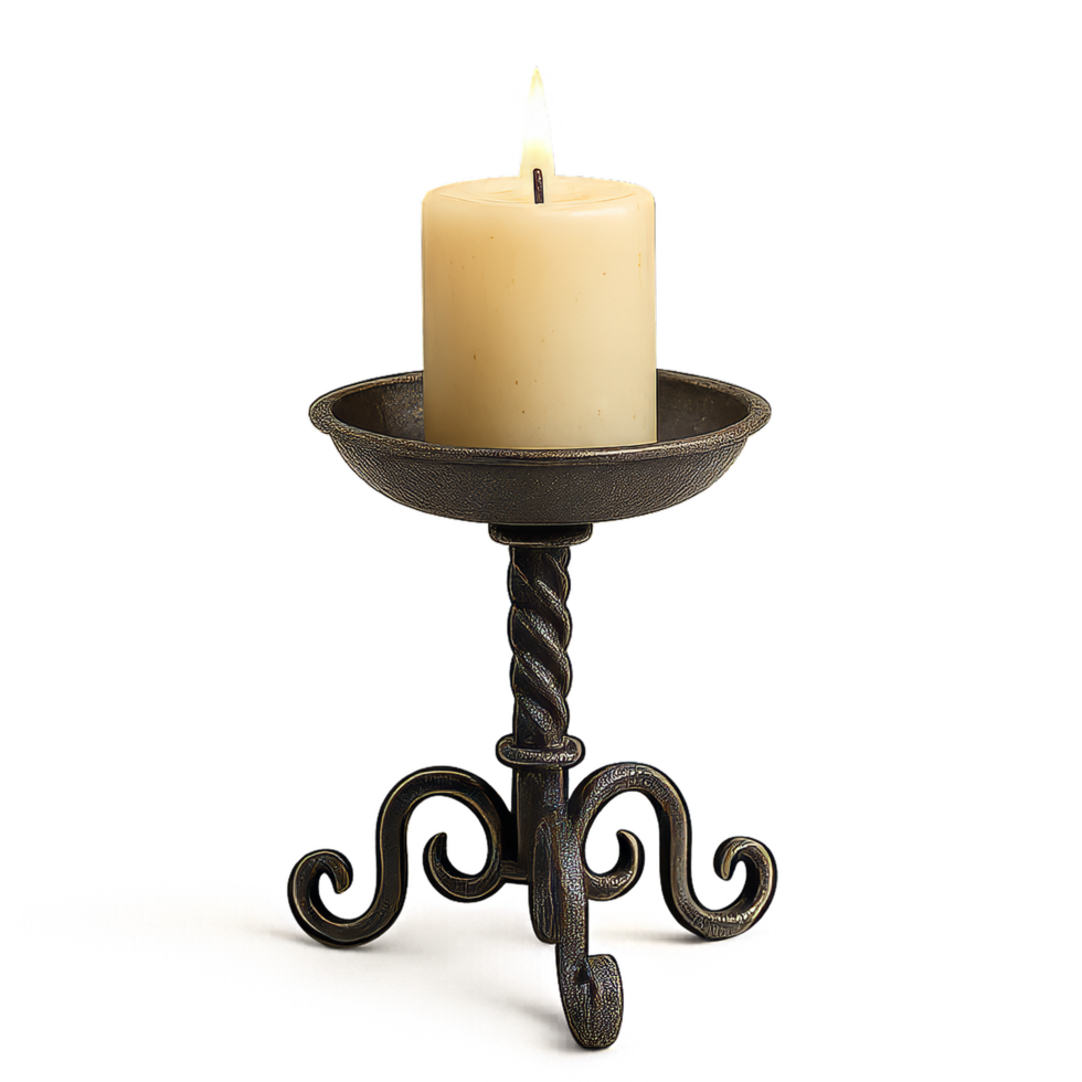 Simple Wrought Iron Candle Holder with Elegant Twist Design png