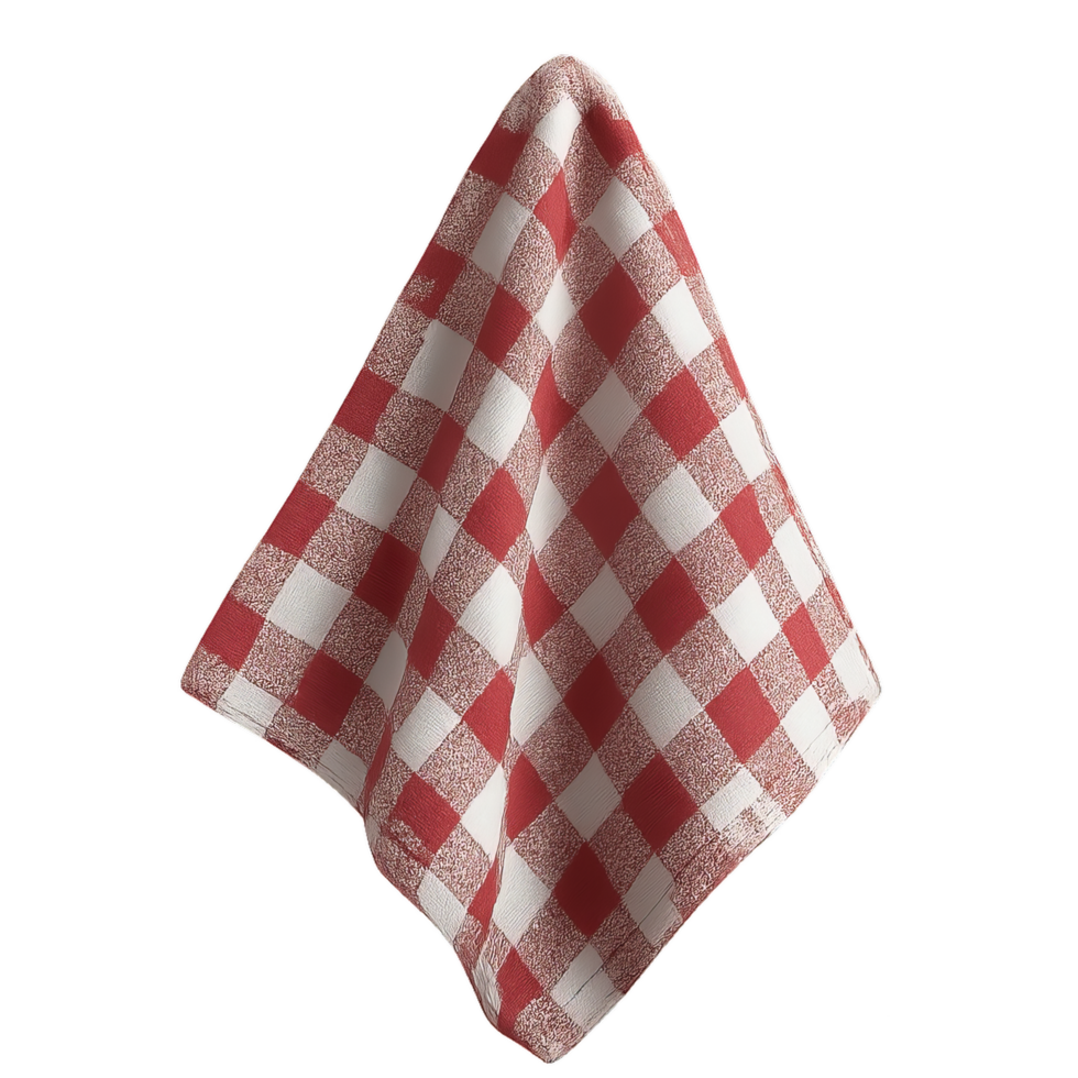 Red and White Checkered Kitchen Towel Hanging for Domestic Use png