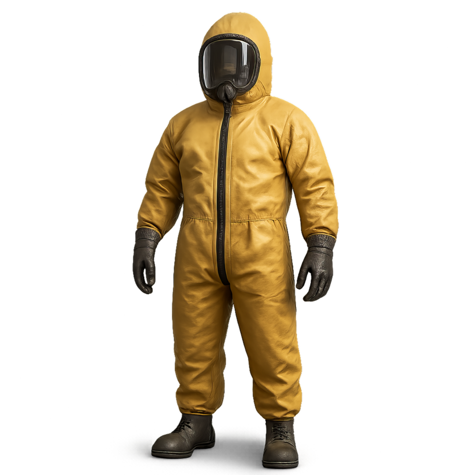 Realistic 3D Hazmat Suit in Yellow for Safety and Protection png