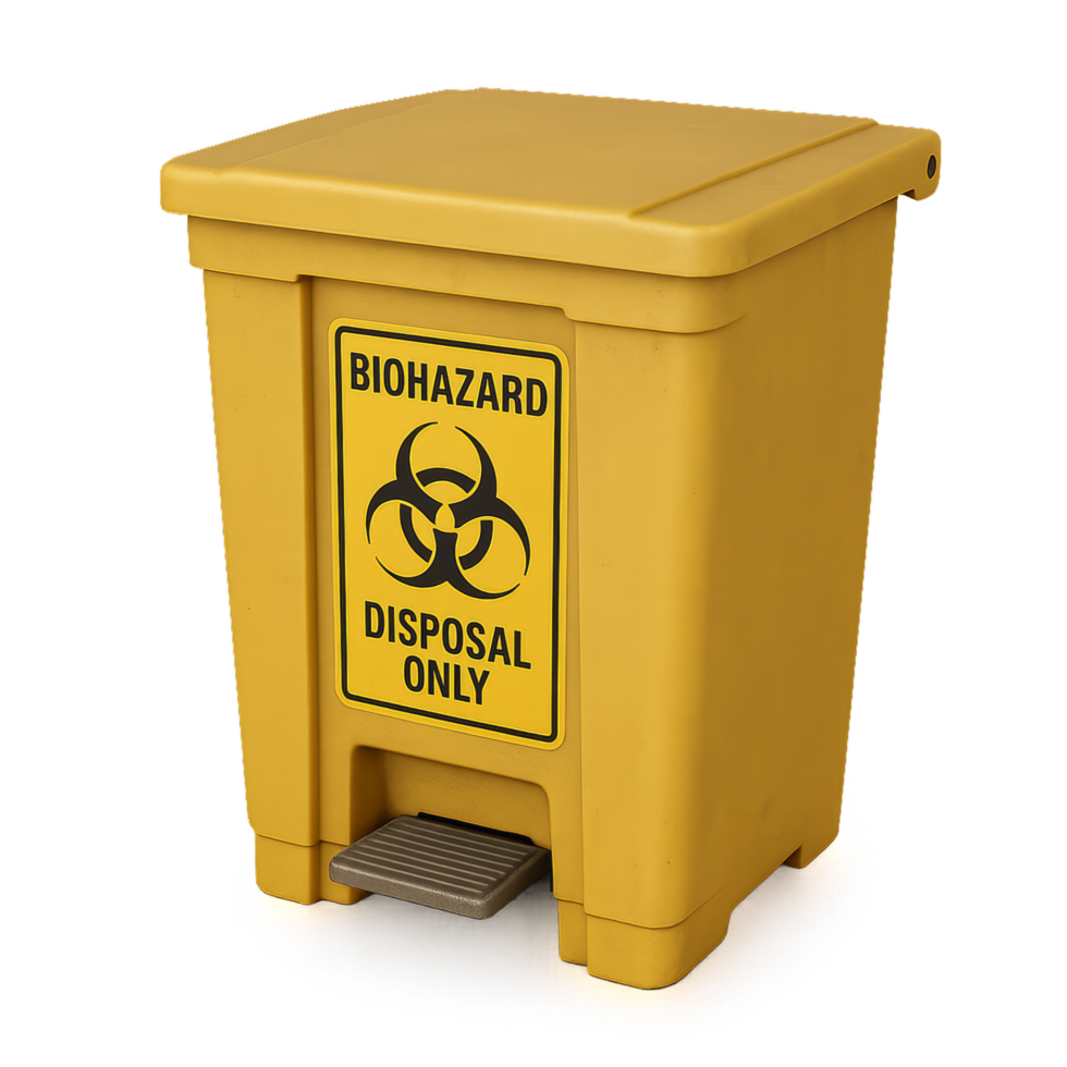 Yellow Biohazard Disposal Bin for Safe Waste Management png