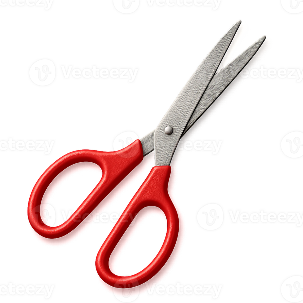 3D Render of Red Scissors on White Background for Creative Projects png