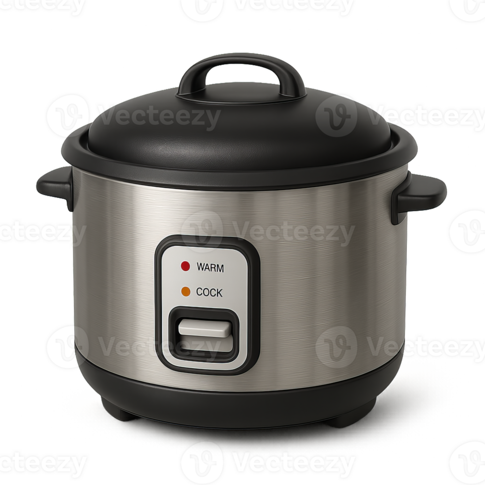 Simple 3D Image of a Stainless Steel Rice Cooker in Modern Design png